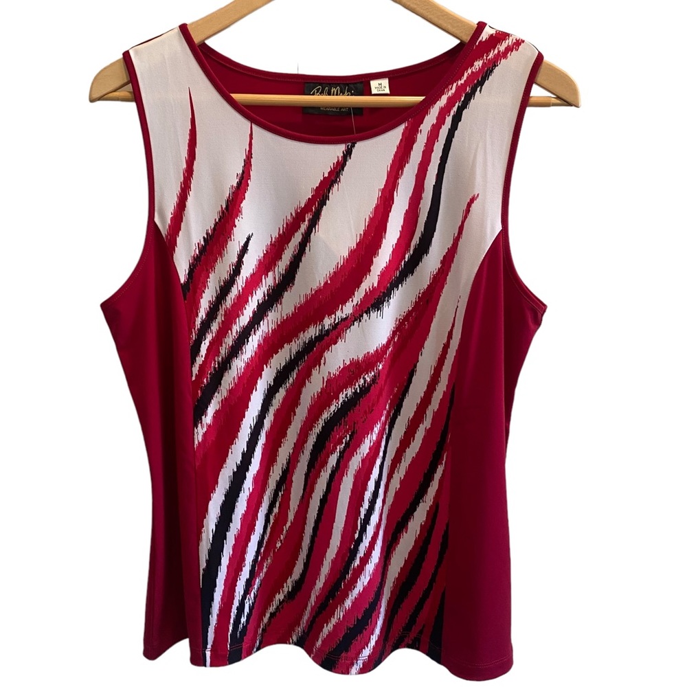 Bob Mackie Wearable Art NWT Red Sleeveless Blouse Medium